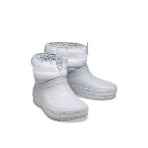 Crocs Women's Classic Lined Neo Puff Shorty Boot Snow Light Grey White Women 7W
